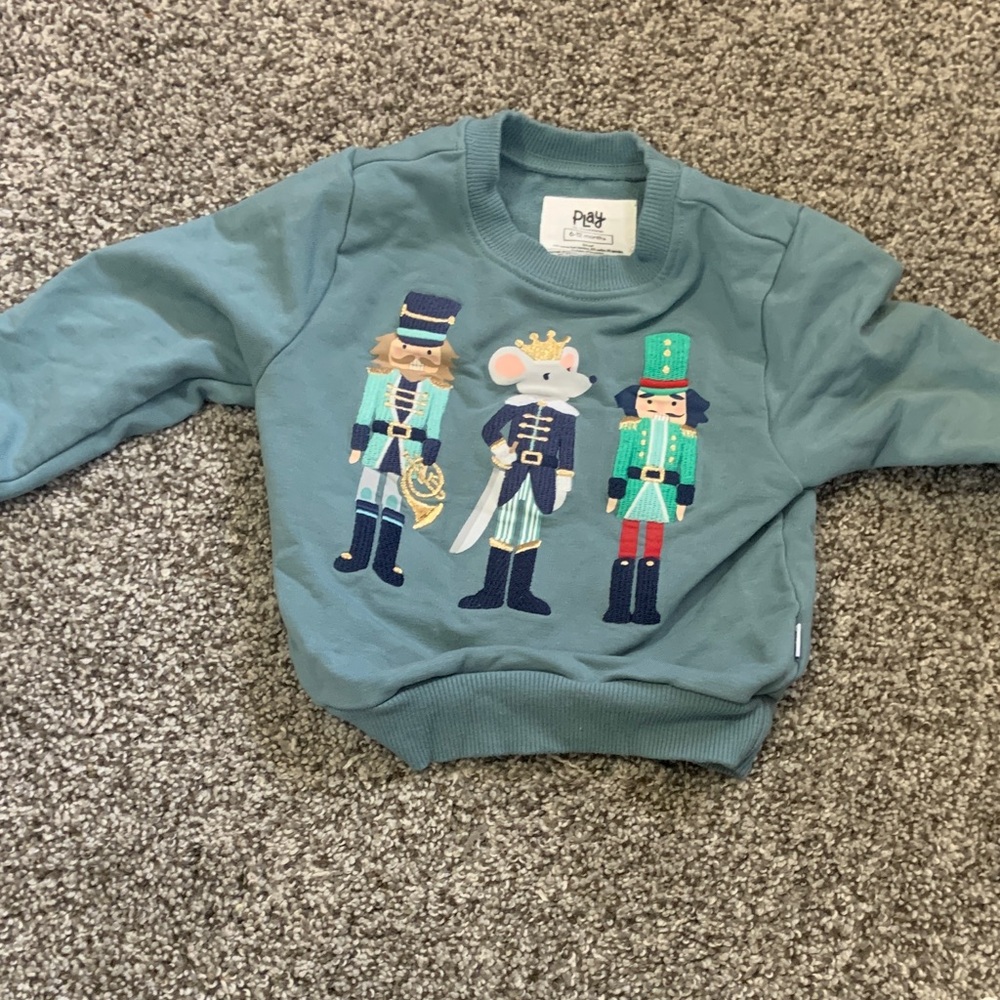 Little Sleepies Teal Nutcracker Sweatshirt with Navy & Green Accents